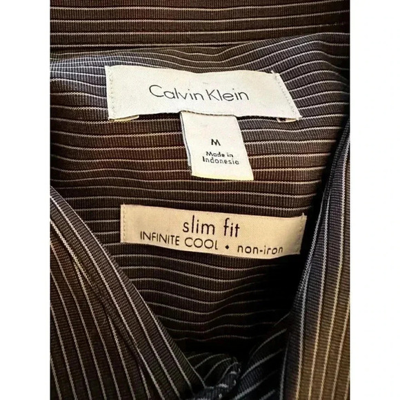 Calvin Klein slim fit infinite cool non iron button up long sleeve medium stripe - Picture 9 of 16